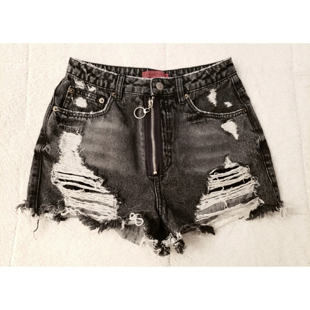 High rise distressed shorts